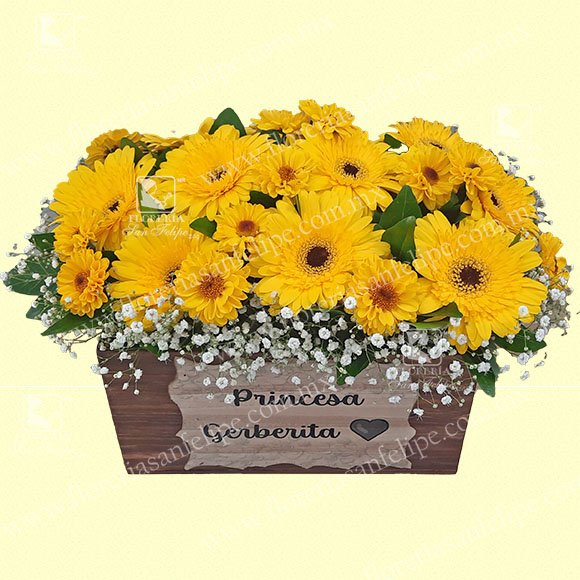 Caja Suspiros De Amor Con Gerberas Y Margaritas